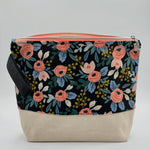 Load image into Gallery viewer, Sac à projet moyen / Medium project bag – ZIP - Garden Party - Rosa - noir
